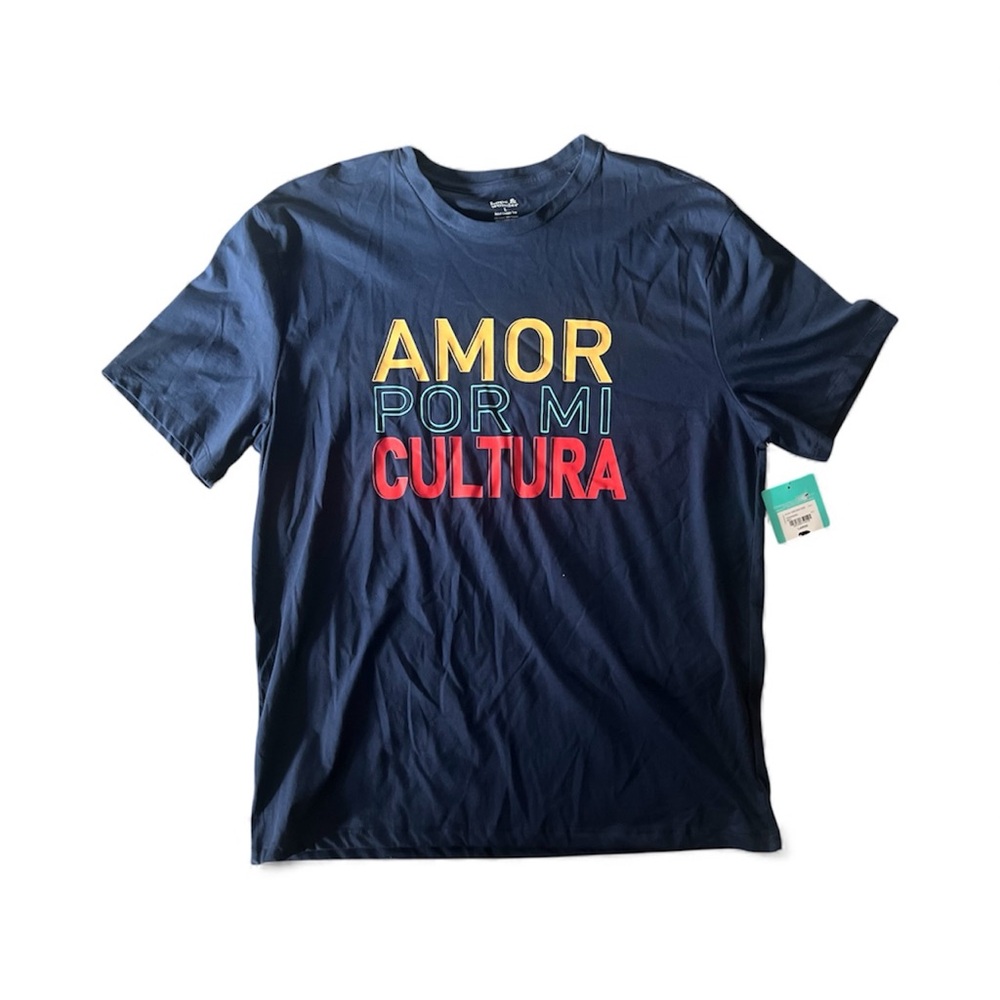 Navy Blue Graphic Tee “Love For My Culture” Design. New. Size: Large